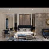 Trueliving Luxurious fancy Dark bed Laminated Finish & PU Finish 6Ft *6Ft *1Ft